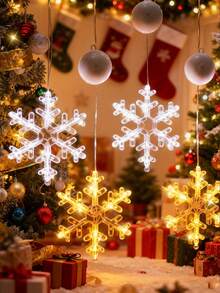 1 Stück Weihnachtsfenster Lichtdekoration, Weihnachtsdekoration LED Saugnapf Licht, Weihnachtsschneeflocken-förmiges LED Saugnapf Licht, batteriebetrieben für Innen- und Außendekoration, Weihnachtsbaum, Kamin, Fenster Dekoration, Raumdekoration (Batterie nicht enthalten)