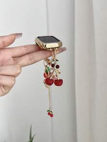 1pc Female's Women's Watch Bracelet Compatible With Apple Watch Band Love Cherry Pendant Gold Watch Strap,Compatible With Apple Watch 38/40/41/42/44/45/46/49 MM, Suitable For Ultra3/2/1/SE/11/10/9/8/7/6/5/4/3/2/1