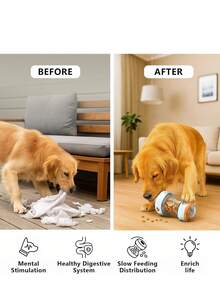 Interactive Dog Treat Dispenser Toy, Large Size Rolling Food Leak Proof Ball, Durable Chew Tooth Healthy Ball, Suitable For All Breeds Slow Feeder Puzzle Pet Toy, Slow Feeding Training Toy, Pet Food Puzzle Toy - 藍色 - 查看 6