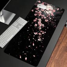 1pc Extra Large Durable Mouse Pad With Pink Cherry Blossoms And Full Moon Design - Precision Stitched Edges, Non-Slip Rubber Base, Washable - Perfect For PC, Office, And Dorm Decor - Ideal Gift For Gamers, Office Workers, And Students
