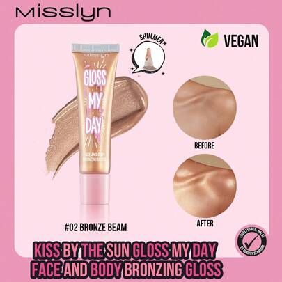  MISSLYN Face & Body Bronze Glow Liquid, Phấn tạo hiệu ứng đồng cho mặt và toàn thân, Phấn bắt sáng cho mặt và toàn thân, Tạo làn da rám nắng hoàn hảo cho mùa hè, Tinh chất làm nâu da, Giọt tạo hiệu ứng đồng cho da, Phấn tạo hiệu ứng đồng cho mặt và toàn thân, Làm sáng da mặt, Chống thấm nước, Lâu trôi, Làm nâu da không cần nắng, Tăng cường độ sáng tự nhiên, Phấn bắt sáng rạng rỡ, Tạo làn da rám nắng tự nhiên, Làn da rám nắng mùa hè, Tiệc bãi biển, Du lịch, Kỳ nghỉ, Hoạt động ngoài trời