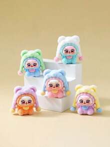 New Fashion DIY Flocked Bear Hat, Cute Pom Pom Flocked Doll Creative Small Gift, Desktop Decor, Christmas Party Favor - Multicolor - View 1