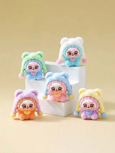 New Fashion DIY Flocked Bear Hat, Cute Pom Pom Flocked Doll Creative Small Gift, Desktop Decor, Christmas Party Favor