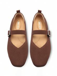 Women's Flats Round Toe V-Shaped Mouth Comfort Daily Casual Commut Low Wedge Ankle Strap Adjustable Buckle Flats Shoes For Valentine's Day - 棕色 - 查看 12