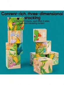 Wooden Block Puzzle Toddler 1-3-5 Years Kid Montessori Learning Games Educational Interactive Toys, Preschoolers Cube Puzzle