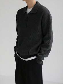 1pc Teen Boy's Solid Klein Blue Minimalist Casual Versatile Commuting Sweater, Autumn/Winter