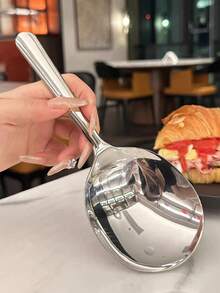 1 pieza Cuchara de servir grande de acero inoxidable, cucharón de sopa grande para el hogar, cuchara perforada redonda, adecuada para fiestas/bufés, apta para lavavajillas, accesorio de cocina, suministros para el hogar, vuelta al colegio - Multicolor - Ver 6