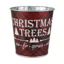 3 metalowe wiaderka świąteczne, wiaderka na cukierki, ozdoby świąteczne, ocynkowane wiaderka żelazne, dekoracja stołu na domowe przyjęcie bożonarodzeniowe, wystrój ogrodu