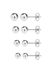 925純銀圓球耳針女士男士配戴，不過敏純銀迷你耳針套裝，尺寸不同有1.5mm、2mm、2.5mm、3mm、4mm、5mm、6mm和8mm - 銀色 - 查看 17