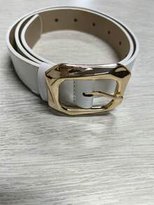 1 Stück Damen Gürtel mit goldenem quadratischen Schnallenverschluss, modisch und elegant, Lässig Ledergürtel für Kleider, T-Shirts und Hosen, vielseitiges Damen-Accessoire für den täglichen Gebrauch, stilvoller und strapazierfähiger Damengürtel für alle Anlässe