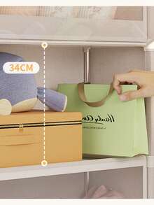 1个带盖防尘储物柜，可作衣柜、书架、收纳架，节省空间，坚固时尚，易于组装和拆卸，便携，适用于客厅、卧室、玄关、办公室、家庭，多层收纳，节日礼物、情人节礼物、儿童礼物 - 彩色 - 查看 5