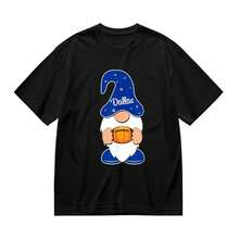 Camiseta unisex de disfraz de calabaza de Halloween de gnomos de fútbol de - 220g% algodón, negro y blanco, manga corta, cuello redondo, ropa temática de Halloween y fútbol, regalo para hombres, mujeres, papá, mamá y amigos (adultos y jóvenes), tallas S- - Negro - Ver 2