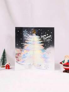 Eine handgefertigte 3D Pop-Up Weihnachtsbaum Grußkarte mit Nachricht - Eine Feiertags-Segenswunschkarte, geeignet für jedermann, Heimdekoration, Weihnachtsdekorationen, Raumdekoration, Winter