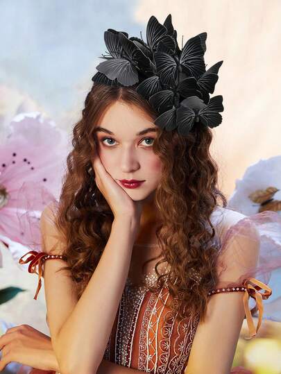 قبعة فاسيناتور بشكل فراشة، تاج فراشة ملكية، إكسسوار رأس لحفلة الشاي أو حفلة هالوين، قبعة صغيرة، أغراض زفاف، إكسسوارات شعر