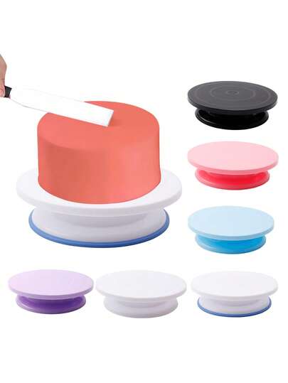 10インチ 調整可能 PP ケーキターンテーブル、ケーキデコレーション ディスプレイスタンド、ベーキングツール、キッチンアクセサリー、ケーキデコレーション パイピングプレート、PP プラスチック ケーキDIYクリーム回転トレイ、ホームベーキングターンテーブル、クリスマス & ハロウィンケーキデコレーションターンテーブル、デスクトップ装飾ターンテーブル 1個