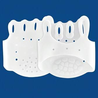 2pcs This Five - Hole Toe Separator Comes With A Thickened Forefoot Half - Size Pad That Offers Multiple Benefits. It Effectively Separates Your Toes, Promoting Better Foot Alignment. The Thickened Pad Provides Excellent Shock Absorption And Pressure Relief, Reducing Discomfort During Long Walks Or Extended Periods Of Standing.