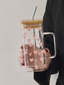 1 套极简主义 Ins 风格优质玻璃杯，耐热带手柄和吸管，适合家庭展示、户外携带、饮料容器、餐厅杯、生日礼物、节日礼物 - 彩色 - 查看 13