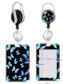 1pc/2pcs Butterfly Pattern Lanyard/Retractable Card Holder, Card Holder Combo For Bus Pass, ID Card, Photo Card, Medical ID, Exhibition Badge, Student ID, ID Holder, Phone/Camera Lanyard