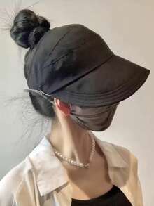 1pc Women's Summer Breathable Sun Protection Open Top Hat, Quick Dry, Suitable For Ponytail, Versatile - Solid Color Empty Top - View 7