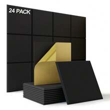 12/24pcs Acoustic Wall Panel Tiles Studio Sound Proofing Insulation Self Adhesive - Black - View 10