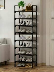 1pc 45-60cm Wide Black Small Shoe Rack, Space-Saving, Minimalist, Dust-Proof, Sturdy And Durable, Fashionable, Easy To Assemble And Disassemble, Portable, Suitable For Living Room, Bedroom, Entrance, Office, Home, Multi-Layer Storage, Holiday Gift, Christmas Gift, Gift - Multicolor - View 11