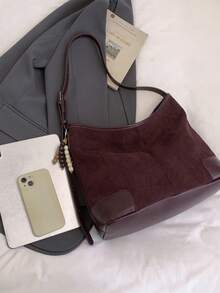 Bolso de mano, bolso de hombro y bolso de gran capacidad de ante y piel de ciervo, nueva moda 2025