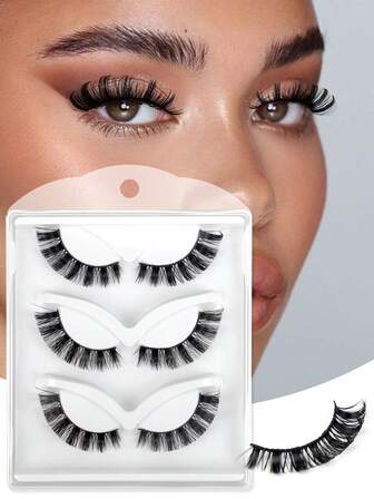 3 对假睫毛，长而卷曲的纤维睫毛