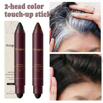 黑色和棕色染发棒 - 植物萃取，自然遮盖白发，不伤发，植物基黑发棒，便携，护发