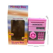 Kids Cartoon Password Box Piggy Bank ATM Music Automatic Roll Money Saving Deposit Machine Toy - Pink - View 2