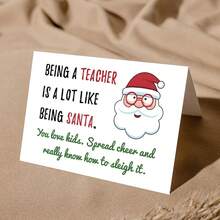 1PC, Teacher Christmas Card, Christmas Card For Teacher, Funny Holiday Teacher Appreciate Card, Best Teacher Xmas Gift - one-size - View 5