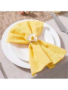 1pc/6pcs/10pcs/30pcs Cloth Napkins, Linen Summer Dinner Fabric Napkins Bulk, Washable, Suitable For Wedding, Party, Baby Shower, Bridal, Birthday - Yellow - View 1