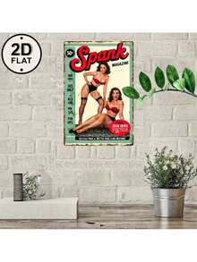 1pcs 2D Flat Vintage Tin Sign Vintage Style Green Spank Magazine Pin-Up Girls Poster For Home Decor 8X12 Inch Metal Sign 2D Flat Suitable For Home Garden  Decorative Sign  Perfect Sign Gift - Nhiều màu - Xem 4