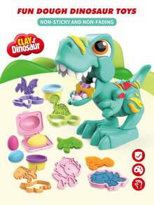 Set de juguete de arcilla de colores con dinosaurios para interacción entre padres e hijos. Arcilla creativa para manualidades de niños, sin pegajosidad ni decoloración (formas de dinosaurios interesantes + abundantes herramientas de arcilla). El set presenta temas lindos de dinosaurios, con arcilla antiadherente e indesteñible, junto con huevos de dinosaurio, moldes para dar forma y varias herramientas. Durante la interacción entre padres e hijos, los padres y los niños pueden usar la arcilla para esculpir dinosaurios y presionar los moldes, ejercitando las habilidades manuales y la creatividad del niño. Los niños también pueden jugar de forma independiente para liberar su imaginación y crear su propio mundo de dinosaurios, ayudando en el desarrollo artístico de los niños.