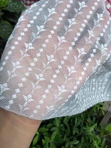 1 pieza Cortina corta de estilo rústico con patrón de enrejado de lino con volantes de encaje blanco, decoración elegante de cortina de café para ventana de cocina o baño con bolsillo superior para barra