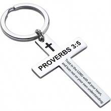 Ldurian Bible Verse Keychain Christian Cross Keychain For Women, Cross Key Chain For Men Religious ScriptureChristmas - Proverbs 3:5 - View 1