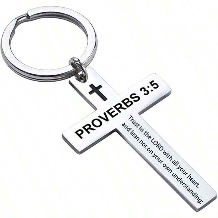 Ldurian Bible Verse Keychain Christian Cross Keychain For Women, Cross Key Chain For Men Religious ScriptureChristmas - Proverbs 3:5 - View 1