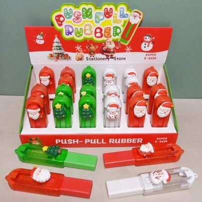 1pc Santa Claus Retractable Eraser, Cartoon Design For Students, Clean Erasure, Cute Holiday Stationery Gift