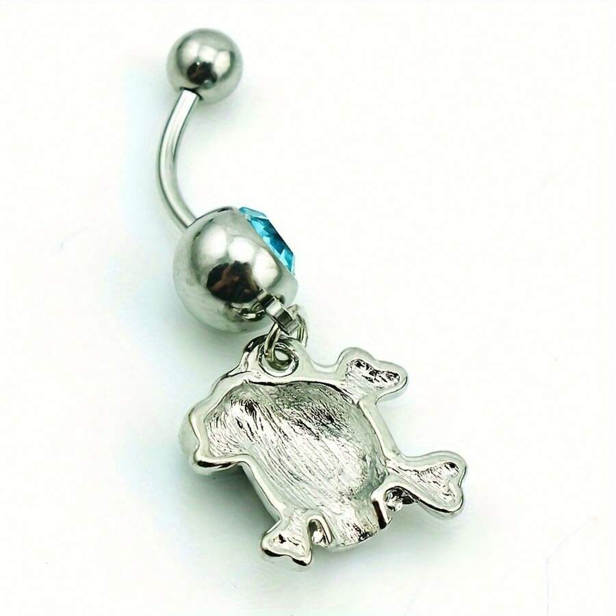 Women's Vintage Style Skull Navel Ring With Gemstone Embellishments - Hypoallergenic Stainless Steel, Street Style Fashion Accessory, Suitable For Casual Outfits, Navel Jewelry - màu đen - Xem 1