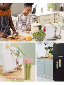 5 kẹp túi đựng thực phẩm hình hoa tulip có hộp đựng, kẹp niêm phong túi đựng đồ ăn nhẹ, kẹp túi đựng thực phẩm trong tủ lạnh, kẹp niêm phong sáng tạo, kẹp niêm phong tủ lạnh từ tính, kẹp đóng gói thực phẩm và hộp đựng, kẹp niêm phong chống ẩm và giữ tươi - Nhiều màu - Xem 9