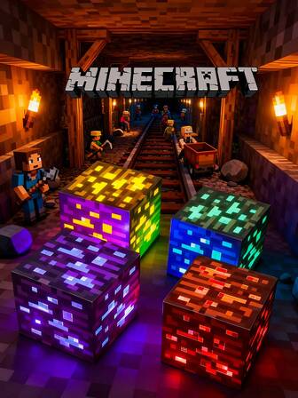  1 件卧室像素风格游戏灯、Minecraft 矿物灯、LED 可堆叠卡通灯、LED 夜灯、装饰环境灯、睡眠伴侣夜灯、可充电夜灯、创意矿物灯吊坠、时尚新创意灯、装饰、家庭影院、房间装饰的理想选择、完美的礼物