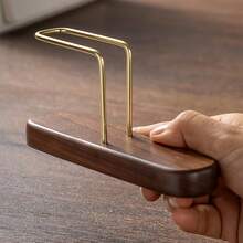 حامل فلتر القهوة اليدوي الأنيق المصنوع من النحاس الأصفر - حامل خشبي وفلزي صلب، مناسب للمكتب والتخييم والتموين - ضروري للمطبخ والطعام، حامل فلتر القهوة، لاستخدام المنزلي، نحاسي