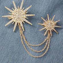 1pc Eight-Pointed Star Shape Diamond-Encrusted Brooch, Creative Tassel Brooch Set For Casual Daily Wear