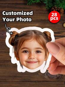 1-100张定制人脸贴纸，照片肖像贴纸 - 模切可移除乙烯基材质，单张派对礼品，多用途，耐用，装饰性强，可重复使用，精致时尚，高品质，色彩鲜艳，现代时尚，可定制，个性化，独特 - 彩色 - 查看 43