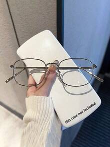 1pc Square Metal Eyeglass Frame, Clear Lens, Non-Prescription Glasses, Unisex Japanese Style Decorative Glasses, Elegant Fashion Beach Accessory, Women's Fashion Eyewear Accessory - Silver - View 12