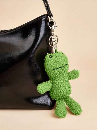 1 pieza Llavero de peluche de rana de dibujos animados, llavero de animal, llavero con forma de rana, colgante, dije, correa para teléfono, decoración colgante para automóvil, llavero, dije para bolso, accesorio de llavero, adecuado para billetera, mochila escolar, mochila y bolso, idea de regalo de Navidad, accesorio para bolso, cordón con soporte para identificación, accesorio para automóvil