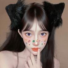 1pair Halloween Cute Cat Ears Animal Ears Headband Hair Clip - trắng - Xem 5