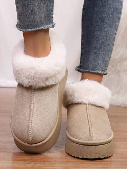 Botas de invierno suave para mujer, con forro de borreguito ultra acogedor y suela plana gruesa, cómodas y cálidas zapatillas de cabaña para uso en interiores
