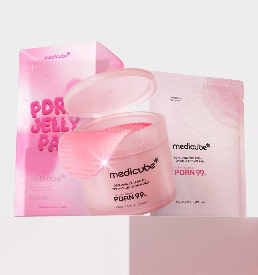 Medicube [Exclusive] Salmon DNA PDRN Pink Collagen Jelly Pad | Korean Gel Toner Pads With Niacinamide, Madecassoside, Retinol | Soothing, Radiance & Uneven Skin Tone | Korean Skin Care | 100Pads - Pdrn 果凍凝膠墊_100片 - 查看 1