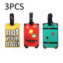 4pcs/3pcs/1pc New Cartoon Airplane Letter Luggage Tag Set, Handbag & Travel Bag Tag, Suitable For Portable Flight & Back To School Christmas Gifts Card Holder Pendant For Travel Holiday Vacation With Name ID Cards - Multicolor - View 11