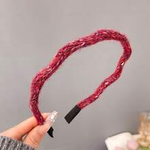 DOU LE 波浪针织发带 - 纯紫色波西米亚风涤纶，美妆，发箍